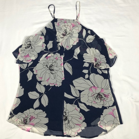 Daniel Rainn Tops - Daniel Rainn Floral Ruffle Spaghetti Strap Tank